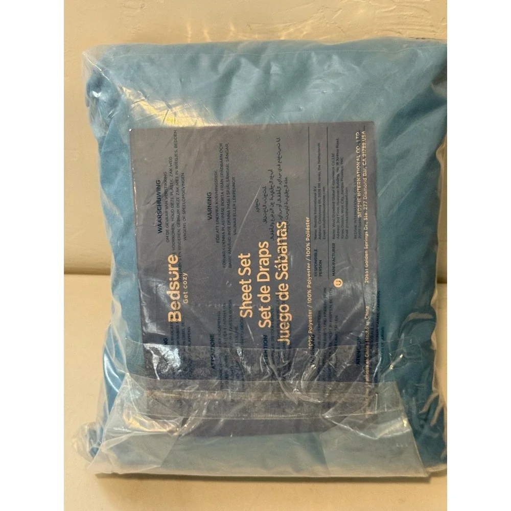 NEW Bedsure King Size Sheet Set 4-Piece Teal Aqua Blue Polyester Bedding